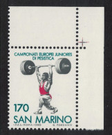 San Marino European Junior Weightlifting Championship Corner 1980 MNH SG#1152 - Unused Stamps