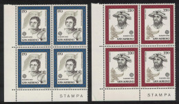 San Marino Belluzzi Architect Orafo Goldsmith Corner Blocks Of 4 1980 MNH SG#1142-1143 - Unused Stamps
