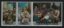 San Marino Paintings By Francesco Barbieri Guercino 3v Strip 1967 MNH SG#822-824 - Unused Stamps
