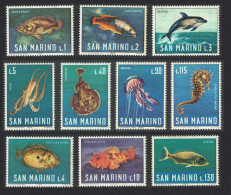 San Marino Fish Dolphins Octopus Jellyfish Marine Life 10v 1966 MNH SG#804-813 MI#869-878 Sc#643-652 - Neufs