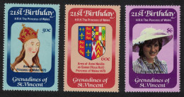 St. Vincent Gren 21st Birthday Of Princess Of Wales 3v 1982 MNH SG#229-231 - St.Vincent Und Die Grenadinen