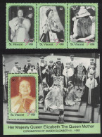 St. Vincent Queen Elizabeth The Queen Mother 3v+MS 1990 MNH SG#1536-MS1539 - St.Vincent (1979-...)