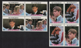 St. Vincent Royal Wedding Prince Andrew 4v Blocks Of 4 1986 MNH SG#1009-1012 Sc#958-959 - St.Vincent (1979-...)