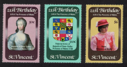 St. Vincent 21st Birthday Of Princess Of Wales 3v 1982 MNH SG#694-696 - St.Vincent (1979-...)