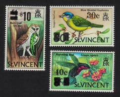 St. Vincent Owl Birds Surch 3v 1973 MNH SG#380-382 MI#343-345 - St.Vincent (...-1979)