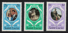 St. Lucia Charles And Diana Royal Wedding 3v Colour Variant Perf 12 1981 MNH SG#576-578 - St.Lucia (1979-...)