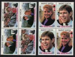St. Lucia Prince Andrew Royal Wedding Blocks Of 4 1986 MNH SG#890-893 - St.Lucie (1979-...)