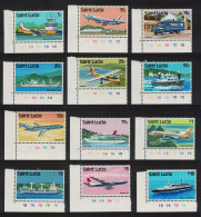 St. Lucia Transport Aircraft Ships Cars 12v Corners 1980 MNH SG#537-548 MI#502-513 - St.Lucia (1979-...)