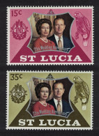 St. Lucia Amazon Bird Royal Silver Wedding 2v 1972 MNH SG#343-344 - St.Lucia (...-1978)