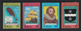 St. Kitts Christmas Sir Francis Drake's Visit 4v Specimen 1985 MNH SG#181-184 - St.Kitts-et-Nevis ( 1983-...)