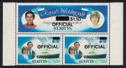 St. Kitts Black Optd OFFICIAL Missing Stop In $110 - Block Of 3 RARR 1983 MNH SG#O27-O28 - St.Kitts And Nevis ( 1983-...)