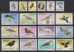 St. Kitts Birds 18v Without Imprint Date MNH SG#53A-70A Sc#49-66 - St.Kitts E Nevis ( 1983-...)