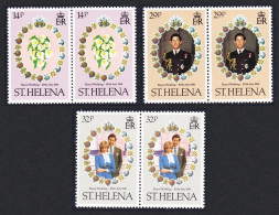 St. Helena Charles And Diana Royal Wedding 3v In Pairs 1981 MNH SG#378-380 Sc#353-355 - Sint-Helena