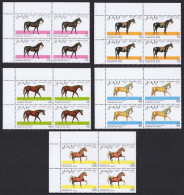 Sahara Republic Racing Horses 5v Corner Blocks Of 4 1993 MNH - Other & Unclassified