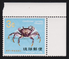 Ryukyu Crab 'Cardisoma Carnifex' Corner 1968 MNH SG#211 - Riukiu-eilanden