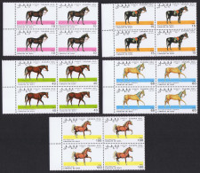Sahara Republic Racing Horses 5v Blocks Of 4 1993 MNH - Autres & Non Classés
