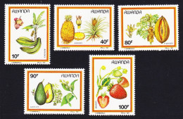 Rwanda Bananas Pineapple Papaya Avocado Strawberries Fruits 5v 1987 MNH SG#1297-1301 MI#1370-1374 Sc#1287-1291 - Unused Stamps