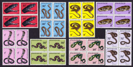 Rwanda Snakes 8v Blocks Of 4 1967 MNH SG#192-199 MI#201A-208A Sc#194-201 - Ongebruikt