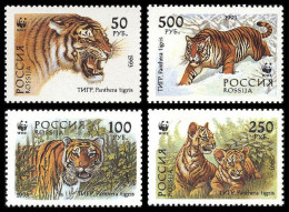 Russia WWF Siberian Tiger 4v 1993 MNH SG#6443-6446 MI#343-346 Sc#6178-6181 - Ongebruikt