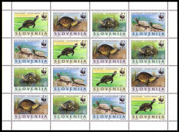 Slovenia WWF European Pond Tortoise Sheetlet Of 4 Sets 1996 MNH SG#279-282 MI#131-134 Sc#247 A-d - Slovénie