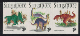 Singapore Dinosaurs Self-adhesive Imperf 3v Strip 1998 MNH SG#916-918 MI#874-876 Sc#831-33 - Singapour (1959-...)