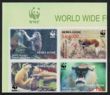 Sierra Leone WWF Patas Monkey 4 Imperf Block Of 4 LOGO 2004 MNH SG#4290-4293 MI#4694-4697 Sc#2752 A-d - Sierra Leone (1961-...)