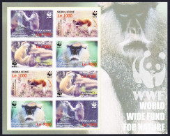 Sierra Leone WWF Patas Monkey Imperf Sheetlet Of 2 Sets 2004 MNH SG#4290-4293 MI#4694-4697 Sc#2752 A-d - Sierra Leone (1961-...)