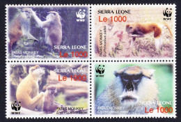 Sierra Leone WWF Patas Monkey Block 2*2 2004 MNH SG#4290-4293 MI#4694-4697 Sc#2752 A-d - Sierra Leone (1961-...)