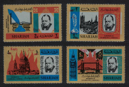 Sharjah Churchill Commemoration 4v RED Ovpt 'Riyals' RARR 1966 MNH MI#A332A-D332A - Schardscha