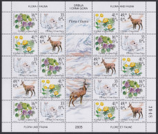 Serbia And Montenegro Rupicapra Chamois Stoat Flora Fauna Sheetlet 5 Sets 2005 MNH SG#112-115 - Serbia