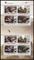 Sao Tome Birds WWF Grey Parrot Sheetlet Of 2 Sets 2009 MNH MI#3777-3780 - São Tomé Und Príncipe