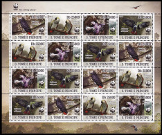 Sao Tome Birds WWF Grey Parrot Sheetlet Of 4 Sets 2009 MNH MI#3777-3780 - Sao Tome Et Principe