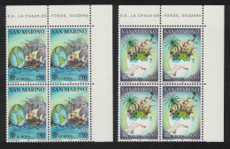 San Marino Columbus Discovery Of America 2v Corner Blocks Of 4 1992 MNH SG#1432-1433 - Unused Stamps