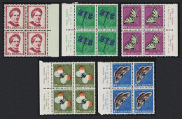 Switzerland Dragonfly Butterflies Moth Johann Spyrl 5v Blocks Of 4 1951 MNH SG#J137-J141 Sc#B207-B211 - Unused Stamps