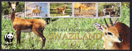 Swaziland WWF Klipspringer And Oribi Bottom Strip Of 4v WWF Logo 2001 MNH SG#704-707 MI#702-705 Sc#698-701 - Swaziland (1968-...)