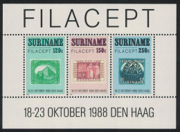 Suriname 'Filacept' Stamp Exhibition The Hague MS 1988 MNH SG#MS1388 - Surinam