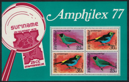 Suriname Birds MS Amphilex 77 1977 MNH MI#Block 19 - Surinam