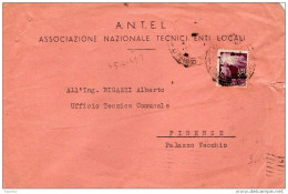 1949  LETTERA CON ANNULLO FIRENZE - 1946-60: Marcophilia