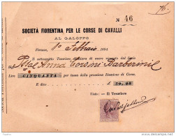 1894 SOCIETÀ FIORENTINA PER LE CORSE DI CAVALLI - Italie
