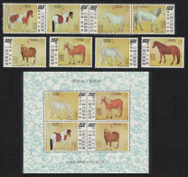 Taiwan Paintings Of Horses 8v Strip+MS 1973 MNH SG#966-MS974 MI#987-984+Block 16 - Ungebraucht