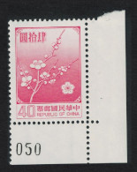 Taiwan Plum Blossom $40 Normal Paper Corner 1986 MNH SG#1255b MI#1613w - Neufs