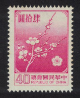 Taiwan Plum Blossom $40 Normal Paper 1986 MNH SG#1255b MI#1613w - Ungebraucht
