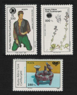 Turkish Cyprus Archaeology Flowers Dancer Surcharged 3v 1991 MNH SG#301-303 - Neufs