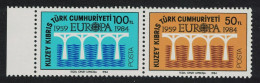 Turkish Cyprus Europa CEPT 25th Anniversary 2v Horiz Pair Type 1 1984 MNH SG#148-149 Sc#143a - Unused Stamps