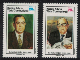 Turkish Cyprus First Death Anniversary Of Dr Fazil Kucuk Politician 2v 1985 MNH SG#166-167 - Ongebruikt