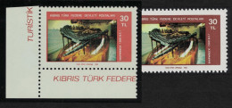 Turkish Cyprus Shipwreck Tourism 30 TL Corner Frame Brownish Red RARR 1982 MNH SG#126var MI#119F - Unused Stamps