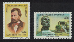 Turkish Cyprus Namik Kemal Patriotic Poet 2v 1977 MNH SG#58-59 - Unused Stamps
