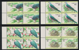 Tokelau Birds WWF Pacific Imperial Pigeon 4v Blocks Of 4 Margins 1995 MNH SG#220-223 MI#210-213 Sc#204-207 - Tokelau