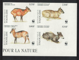 Togo WWF West African Duikers Block Of 4 IMPERF 1996 MNH MI#2456-2459 Sc#1720 A-d - Togo (1960-...)