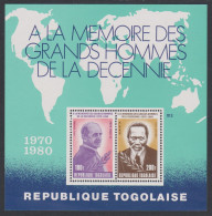 Togo Pope Famous Men Of The Decade MS 1980 MNH SG#MS1503 Sc#C431a - Togo (1960-...)